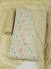 Embroidered Cotton Unstitched Suit With Pant & Dupatta