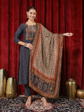 Printed Cotton Blend Kurta With Pants & Dupatta