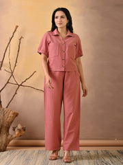 Plain Cotton Blend Shirt With Pant