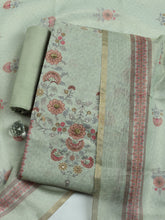 Printed Linen Blend Unstitched Suit With Pant & Dupatta