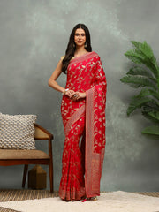 Stone Work Satin Embroidery Saree