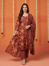 Printed Cotton Blend Kurta With Pant & Dupatta