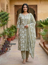 Printed Cotton Blend Kurta With Pant & Dupatta