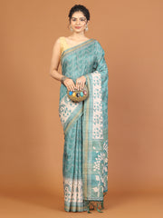 Digital Printed Tussar Woven Saree