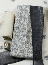 Embroidered Linen Blend Unstitched Suit With Pant Dupatta