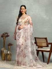 Digital Floral Printed Organza Saree