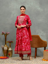 Embroidered Cotton Kurta With Pants & Dupatta