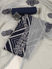 Neck Embroidered Cotton Blend Unstitched Suit Piece With Dupatta