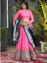 Printed Satin Unstitched Lehenga Choli With Dupatta