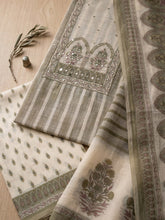 Printed Cotton Blend Unstitched Suit With Pant & Dupatta