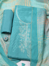 Embroidered Art Silk Unstitched Suit With Pant & Dupatta