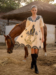 Resham Embroidered Cotton Blend Dress