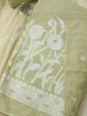 Neck Embroidery Chanderi Unstitched Suit With Dupatta