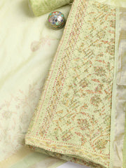 Printed Cotton Blend Unstitched Suit With Dupatta