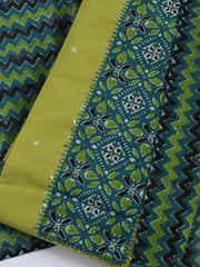 Neck Mirror Work Cotton Blend Unstitched Suit With Dupatta