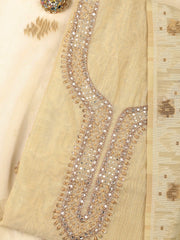 Neck Embroidery Chanderi Unstitched Suit With Dupatta