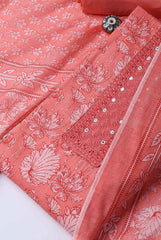 Neck Woek Cotton Blend Unstitched Suit With Dupatta