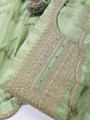 Neck Embroidered Tissue Unstitched Suit With Dupatta