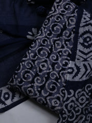 Printed Cotton Blend Unstitched Suit With Dupatta