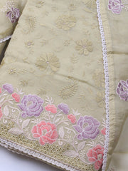 Neck Embroidery Organza Unstitched Suit Piece With Dupatta