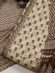 Printed Cotton Blend Unstitched Suit With Dupatta