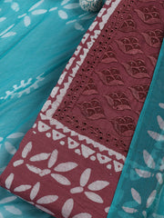 Printed Cotton Blend Unstitched Suit With Dupatta