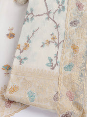 Embroidered Chanderi Unstitched Suit With Dupatta