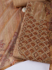 Kantha Work Chanderi Unstitched Suit With Dupatta