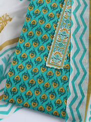 Printed Cotton Blend Unstitched Suit With Dupatta