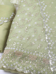 Embroidered Chiffon Unstitched Suit With Dupatta