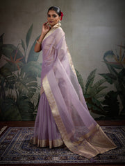 Woven Border Plain Art slik Saree