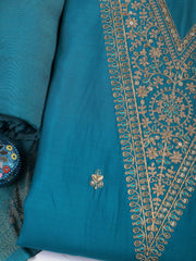 Embroidered Chanderi Unstitched Suit Piece With Dupatta