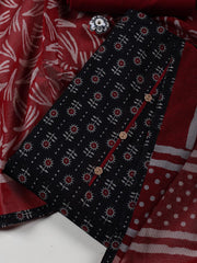 Printed Cotton Blend Unstitched Suit With Dupatta