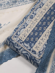 Printed Cotton Blend Blend Unstitched Suit Piece With Dupatta