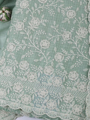 Embroidered Cotton Blend Unstitched Suit Piece With Dupatta