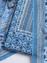Printed Cotton Blend Unstitched Suit With Dupatta