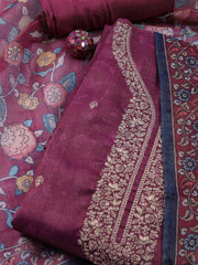 Neck Embroidered Chanderi Unstitched Suit With Dupatta