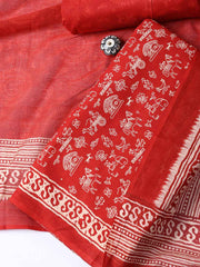 Printed Cotton Blend Unstitched Suit With Dupatta