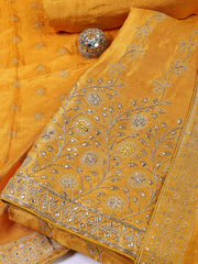 Woven Art Silk Unstitched Suit Piece With Dupatta