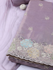 Embroidered Tissue Unstitched Suit Piece With Dupatta