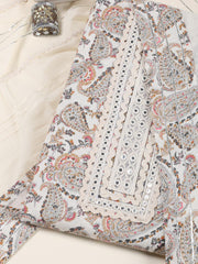 Neck Embroidered Chanderi Unstitched Suit Piece With Dupatta