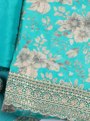 Printed Embroidered Muslin Unstitched Suit With Dupatta