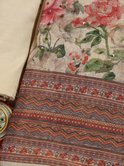 Printed Chanderi Unstitched Suit Piece With Dupatta