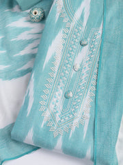 Neck Embroidered Cotton Blend Unstitched Suit Piece With Dupatta