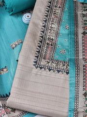 Printed Art Tussar Unstitched Suit With Dupatta