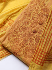 Neck Embroidered Cotton Blend Unstitched Suit Piece With Dupatta