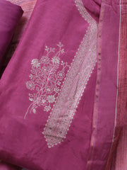 Zardozi Art Silk Unstitched Suit Piece With Dupatta