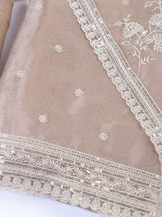Embroidered Organza Unstitched Suit With Dupatta