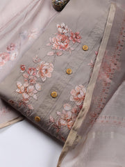 Neck Embroidered Cotton Blend Unstitched Suit Piece With Dupatta