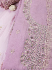 Embroidered Chanderi Unstitched Suit Piece With Dupatta